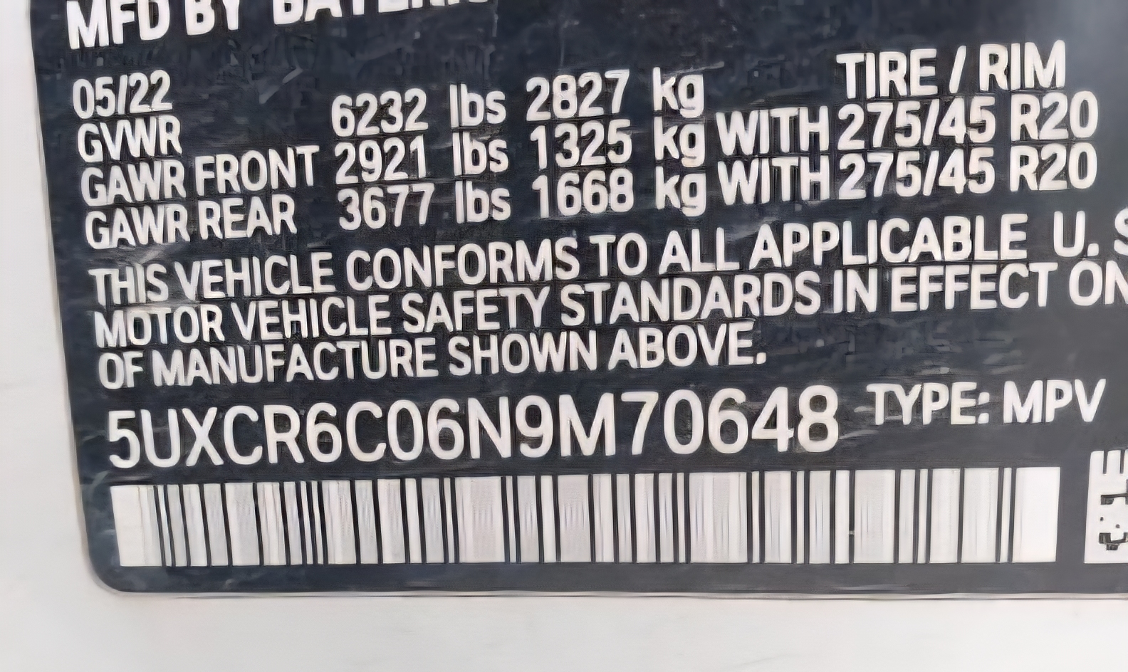 BMW X5 2022 WHITE vin: 5UXCR6C06N9M70648
